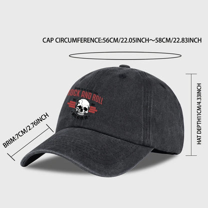 Rock Skull Print Washed Baseball Cap Soft Comfortable Lightweight Breathable Adjustable Style