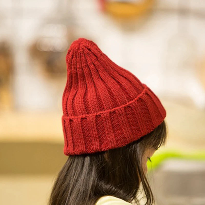 Solid Color Baby Skullies Beanie Winter Warm Kids Knitted Hat