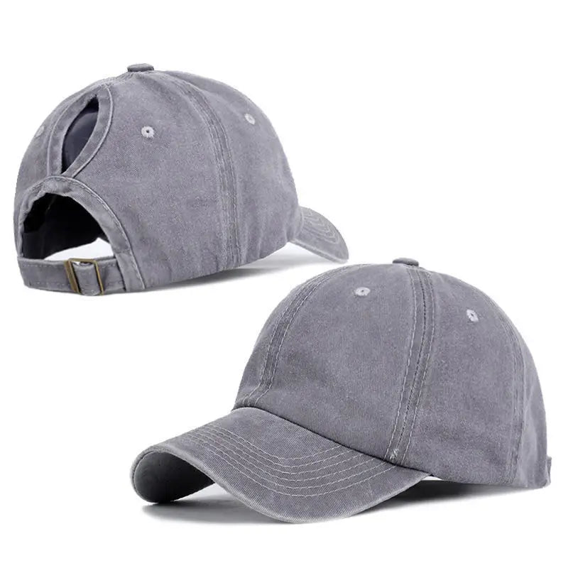Retro Washed Backless Baseball Cap For Women