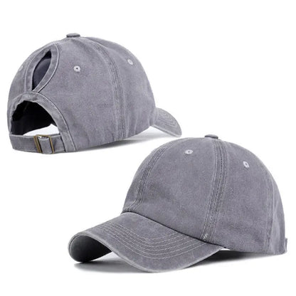 Retro Washed Backless Baseball Cap For Women