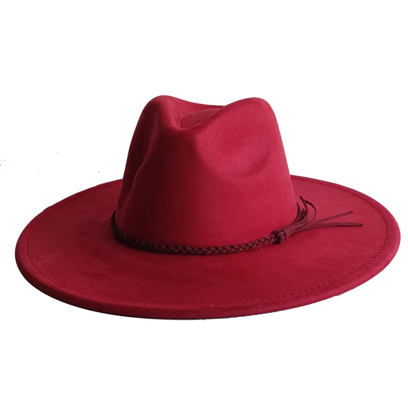 Malachite Green Suede Hat Wide Brim Fedora Hat Men Women Autumn Winter