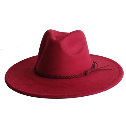 Malachite Green Suede Hat Wide Brim Fedora Hat Men Women Autumn Winter