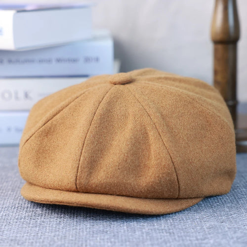 New Wool Newsboy Cap Black Khaki Men Women British Gatsby Retro Hat