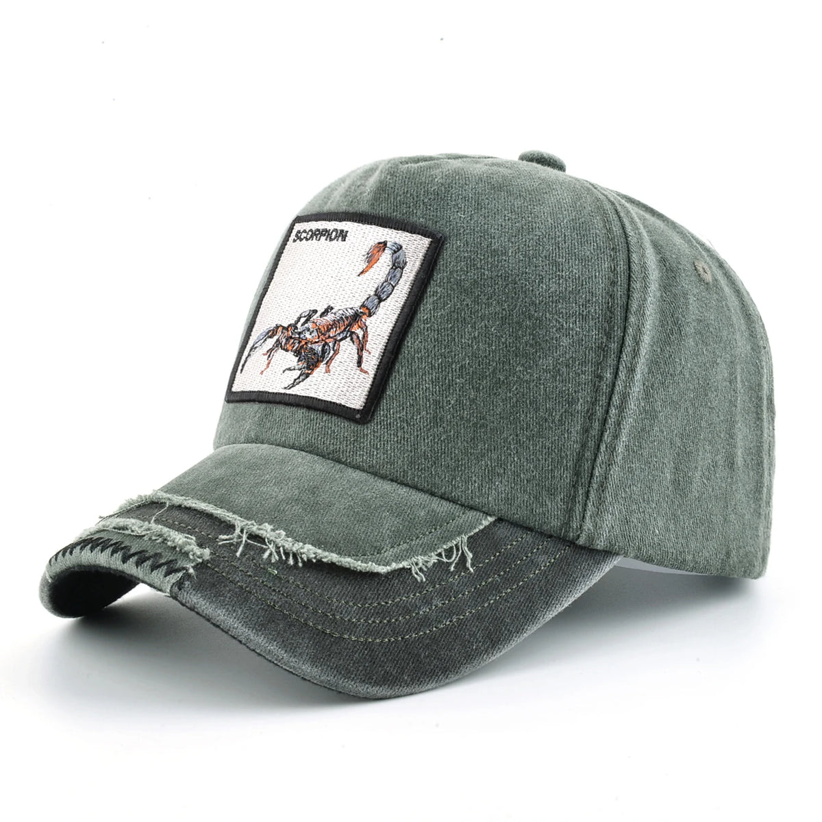 Vintage Denim Baseball Cap With Embroidery Animals