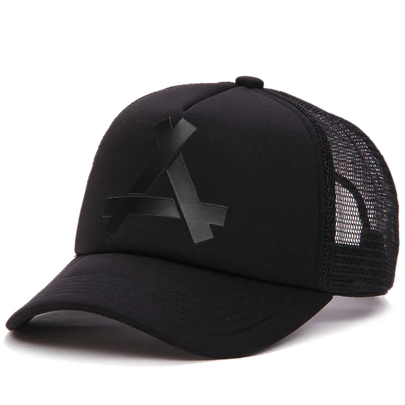 Street Versatile Letter A Mesh Breathable Baseball Cap for Wen and Women