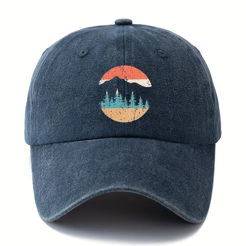 Mountain Sunset Printed Baseball Hat for Men and Women Suitable for Camping, Hiking, Leisure