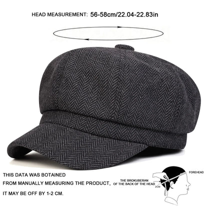 Unisex Herringbone Personality Newsboy Hat Spring Autumn