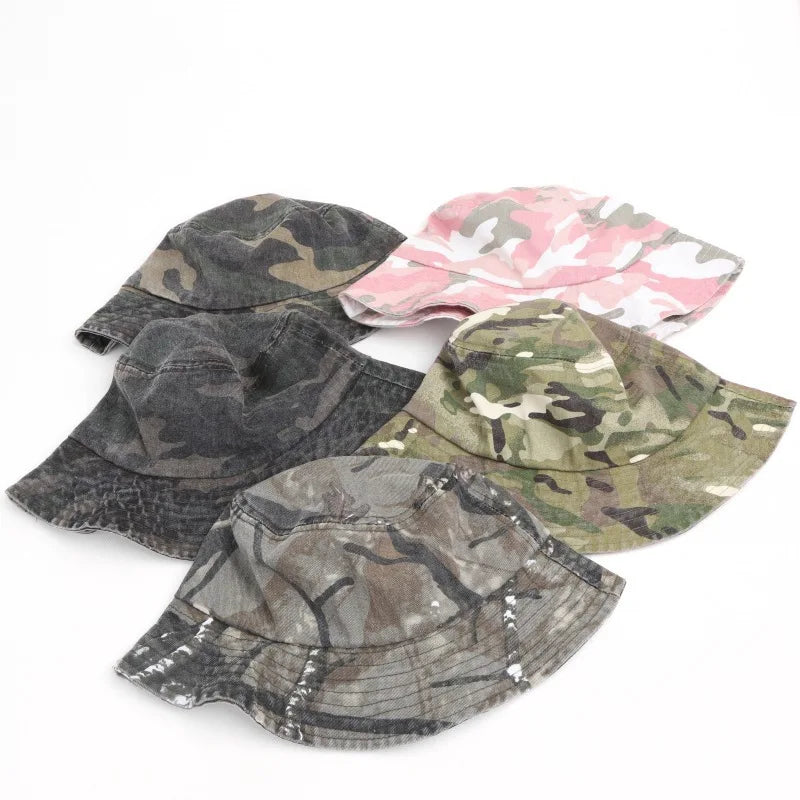 New Washed Cotton Camouflage Bucket Hat For Men And Women Outdoor
