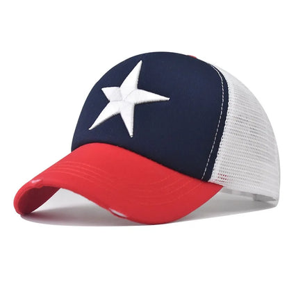 Unisex Mesh Cap Casual Plain Embroidery Five-Star Cotton Baseball Cap Summer for Women And Men