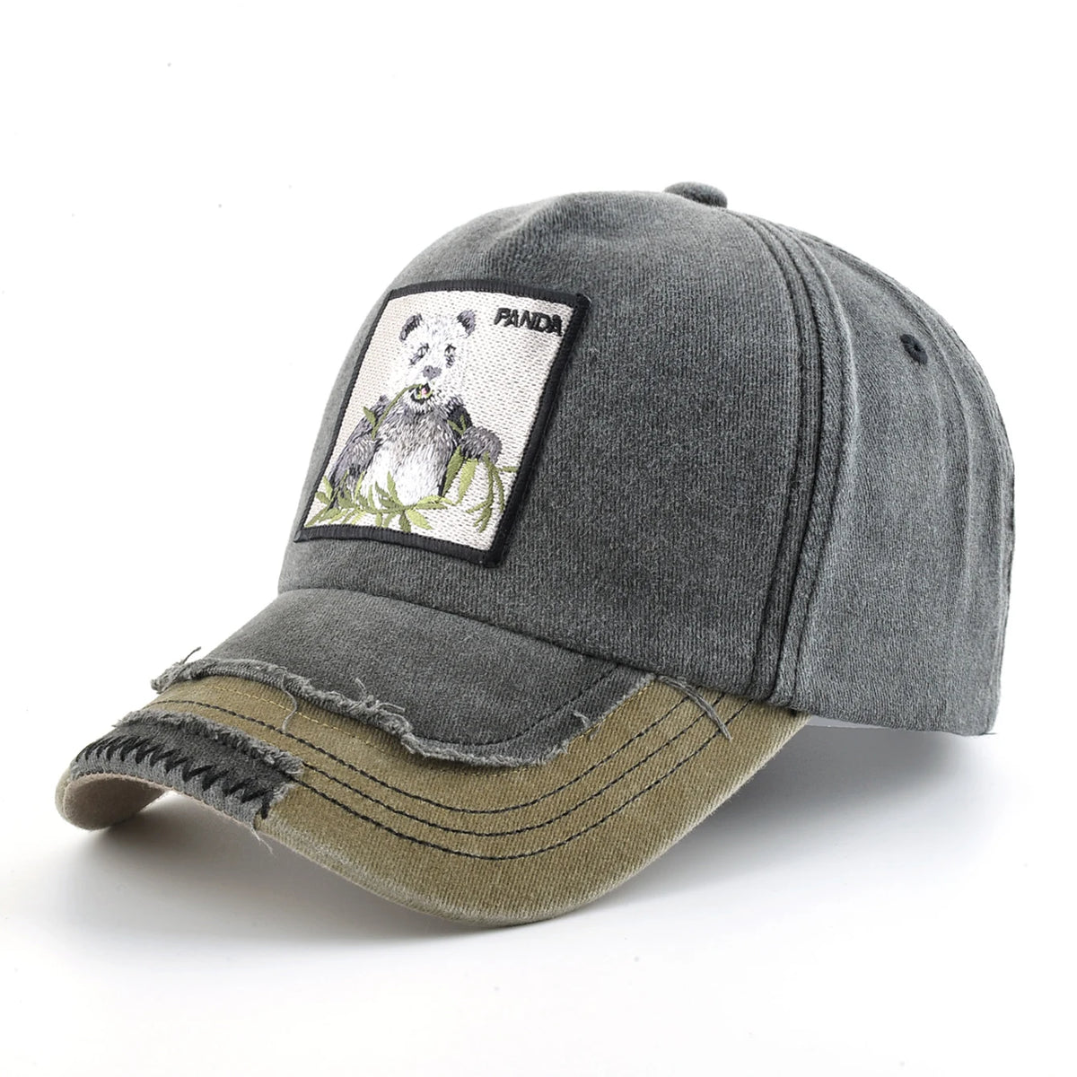 Vintage Denim Baseball Cap With Embroidery Animals