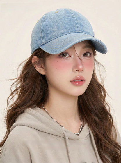 Washed Denim Baseball Cap Women's Vintage Lab Hat