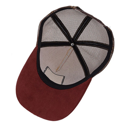Unisex Mesh Cap Lion Pattern Patch Design Suede Hat Women And Men Summer Animal Baseball Cap