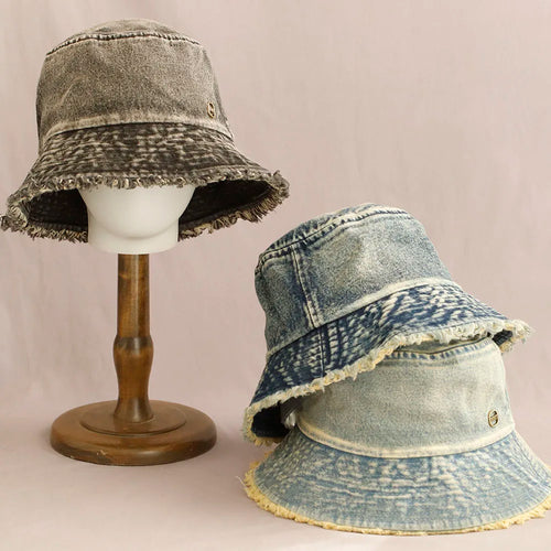 2026 Washed Denim Bucket Hat Women Fisherman's Hat Bucket