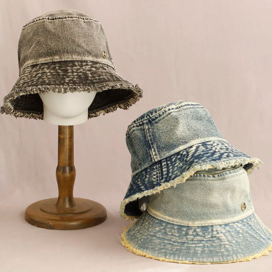 2026 Washed Denim Bucket Hat Women Fisherman's Hat Bucket