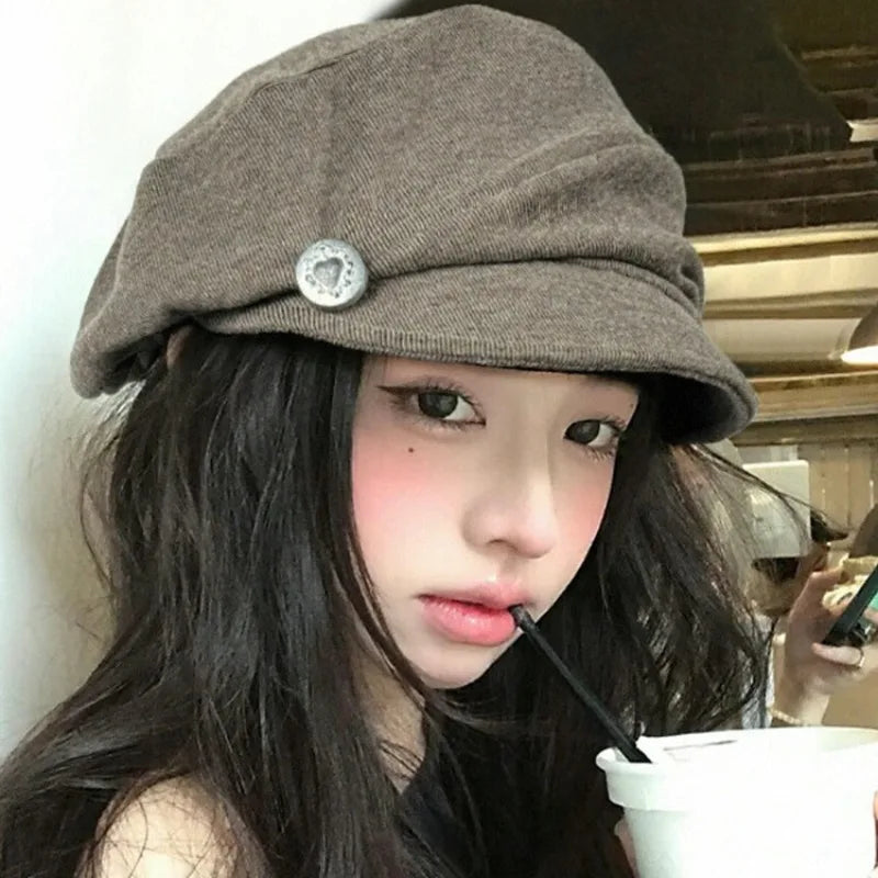 Korean Retro Pleated Design Cloudy Beret Japanese Girl