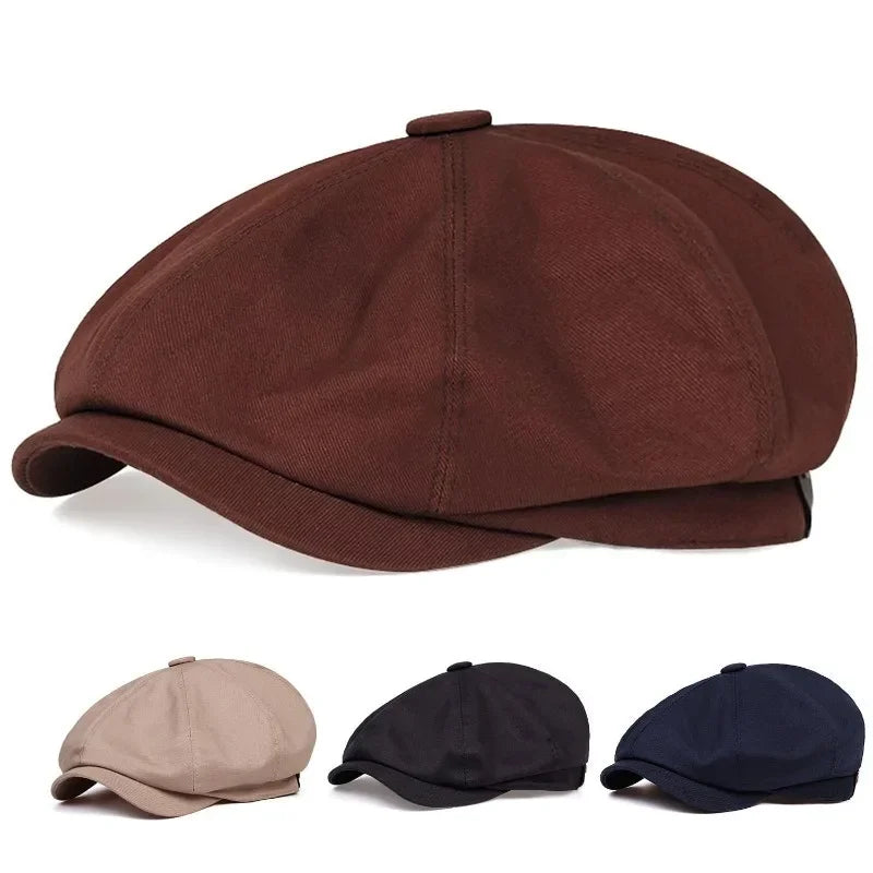 Fashion Newsboy Cap Men's Twill Cotton Hat 8 Panel Hat