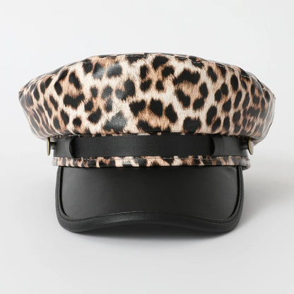Vintage Leopard Print Berets For Women Fashion Y2k Flat Army Cap Salor Hat