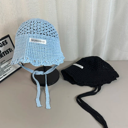 Korean Sle Summer Knitted Bucket Hat Women's
