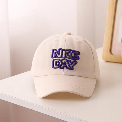 Solid Color Children Baseball Cap Letter Embroidery Baby Boy Girl Sun Hat Causal Outdoor Kids Adjustable Caps