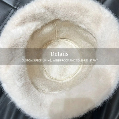 Fluffy Fur Fisherman Hat For Women Winter Cap Windproof Warm Female Bucket Hat
