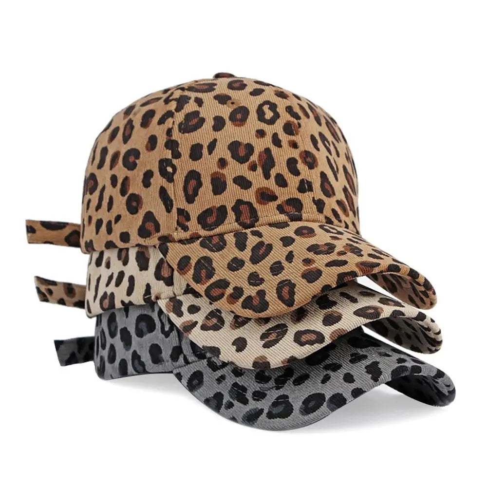 Fashionable Versatile Leopard Print Hat Velvet Sun Protection Baseball Cap