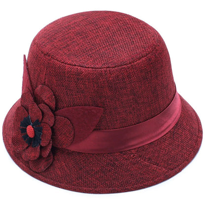 Vintage Linen Material Cloche Felt Hat Soft Felt Elegant European Bucket Hat