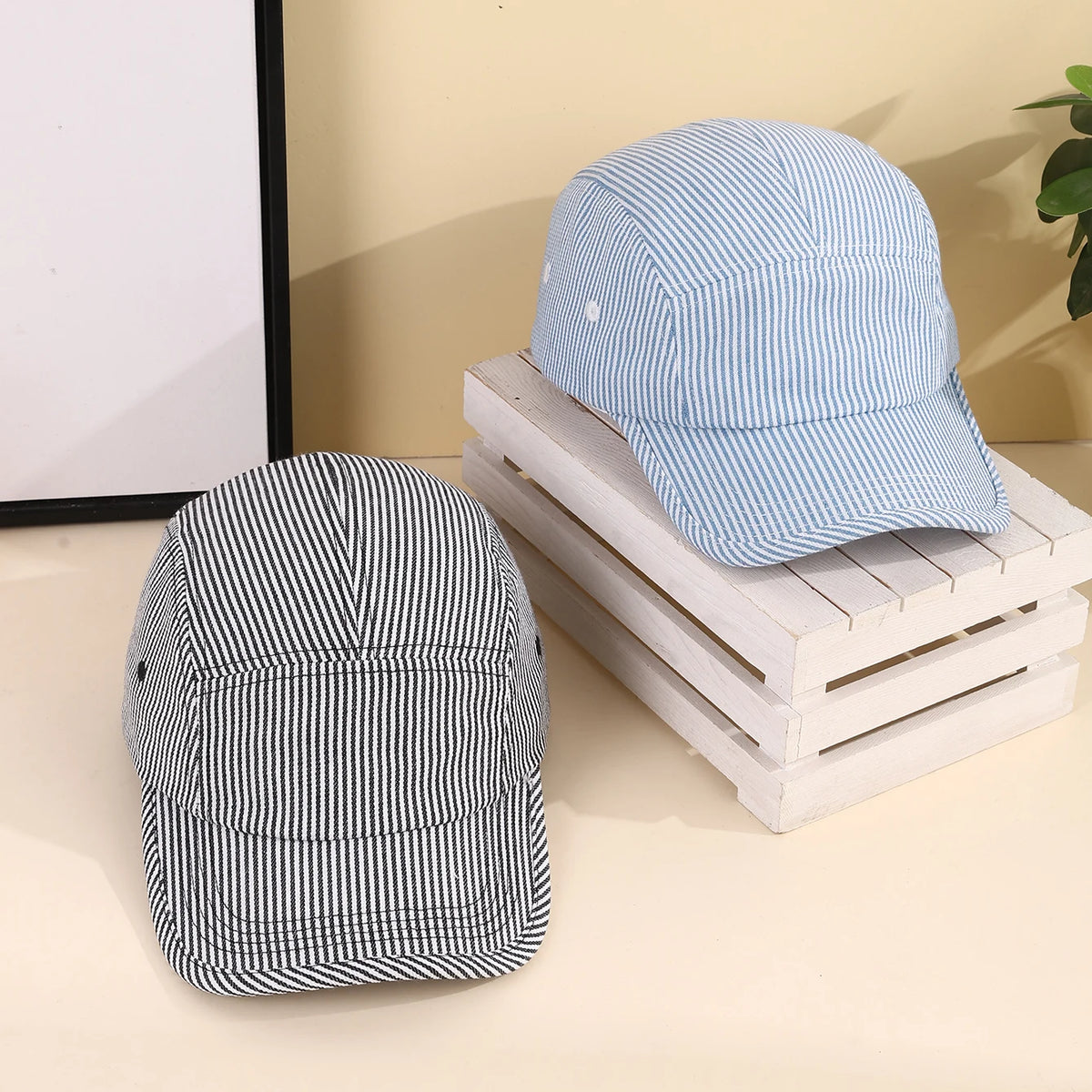 Korean Minimalist Striped Baseball Cap Street Fashion Brand Hip Hop Flat Brimmed Cap
