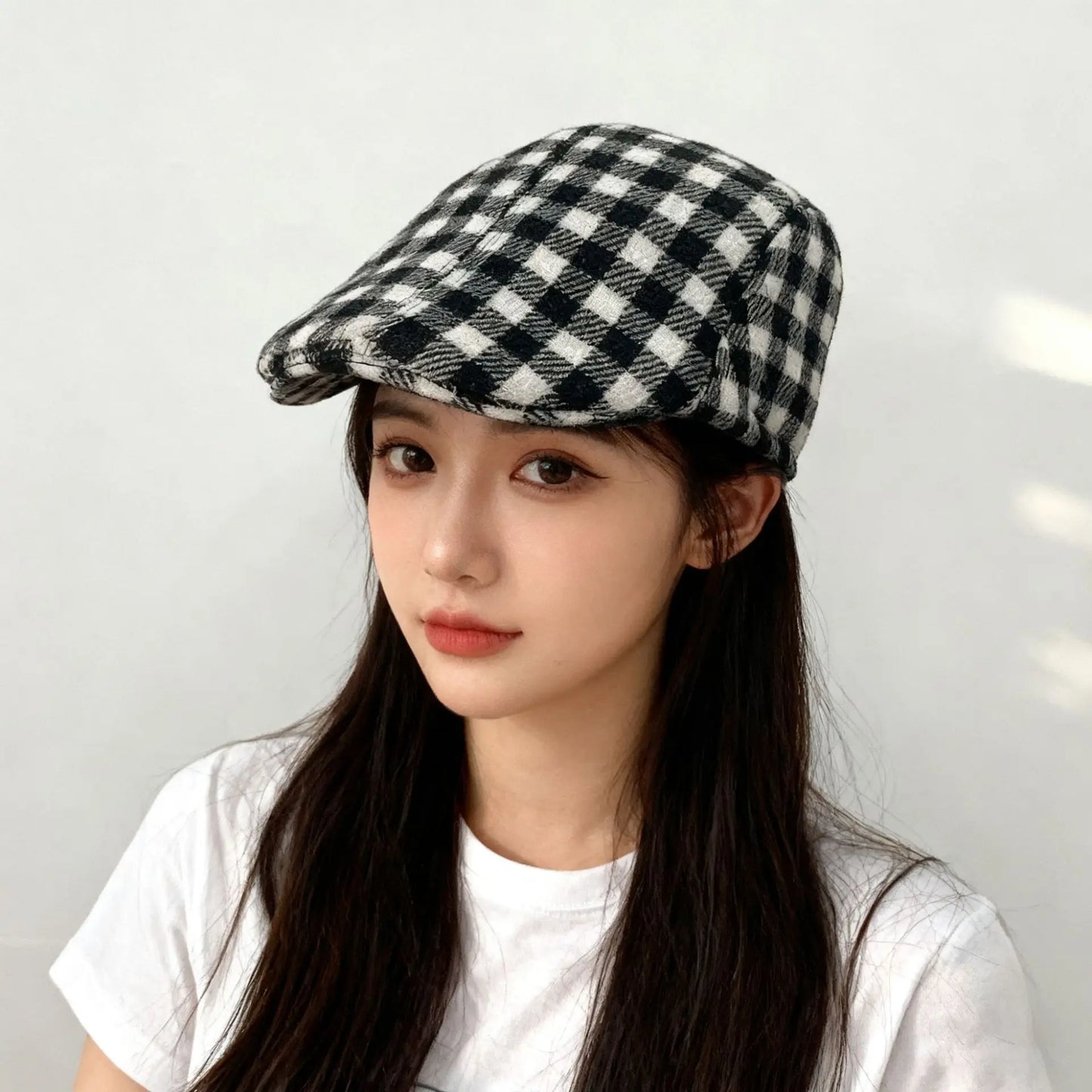 New Houndstooth Beret British Retro Forward Hat
