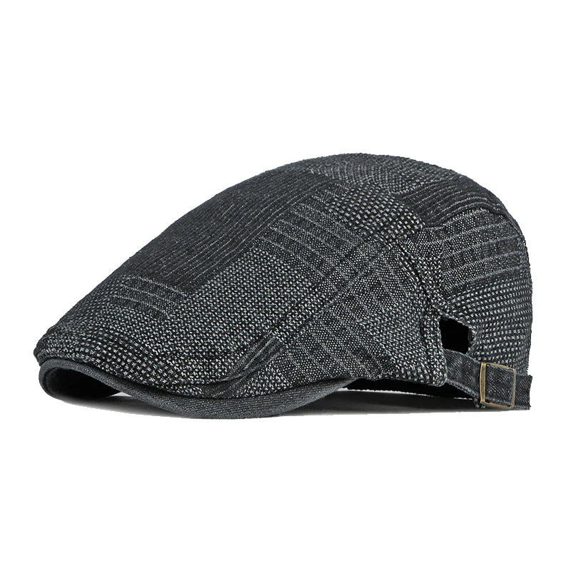 Men's Berets Hat Washed Denim Visors Herringbone Newsboy Cap