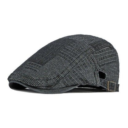 Men's Berets Hat Washed Denim Visors Herringbone Newsboy Cap