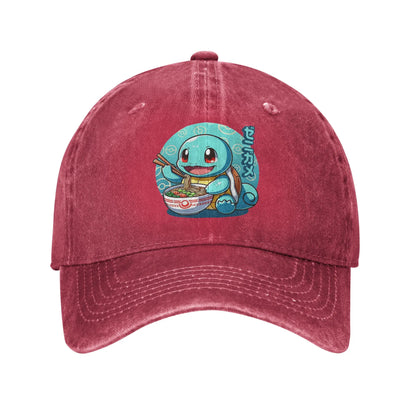 Classic Cute Water Type Creature Eating Ramen Pokemons Baseball Caps