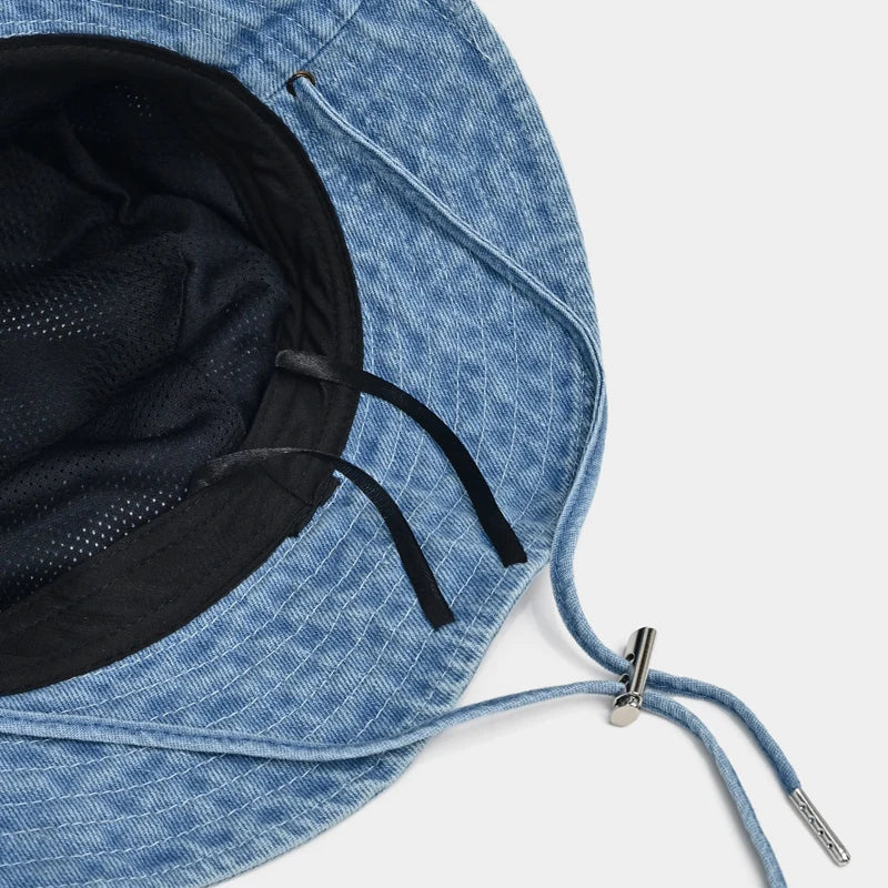 New Washed Denim Bucket Hat Women Outdoor Sun Hat