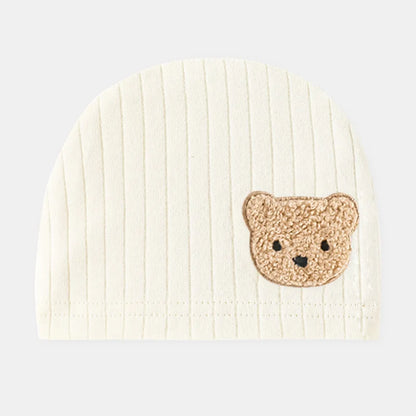 Soft Infant Beanies Caps Baby Hat Cartoon Bear Boneless Muslin Hat Newborn 0-3M