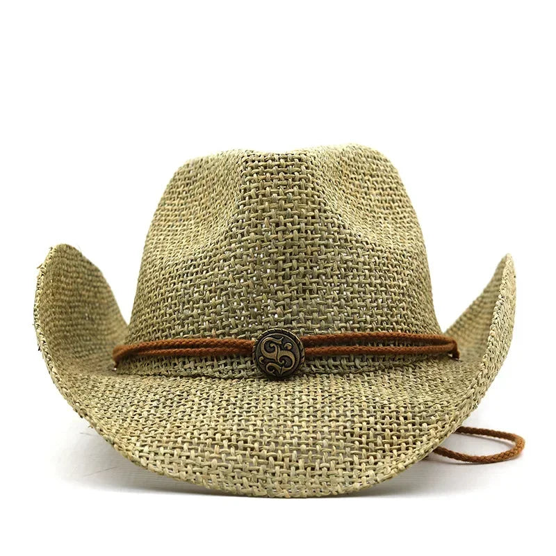 2025 Handmade Denim Straw Hat Sun Protection Beach Gift Hat