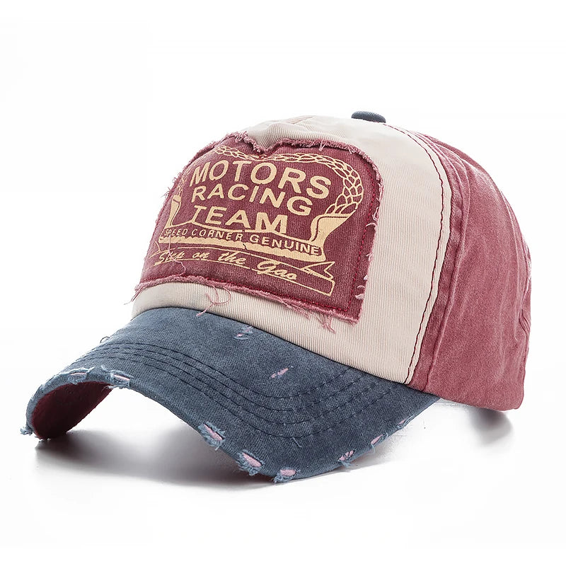 Washed Cotton Damage Baseball Cap Motor For Men Women