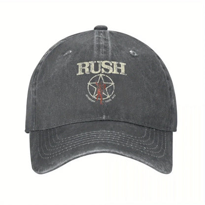 Rush Band Unisex Baseball Cap, Washed Cotton, Tattoo Design, Sports Style