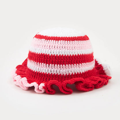 New Colorful Crochet Ruffle Brim Knit Bucket Hats