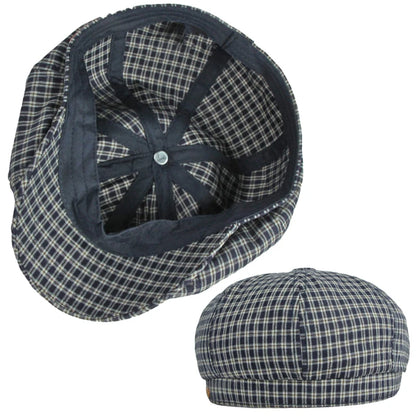 Spring Summer Octagonal Hat Men Women Little Plaid Eight-Blade Painters Newsboy Cap