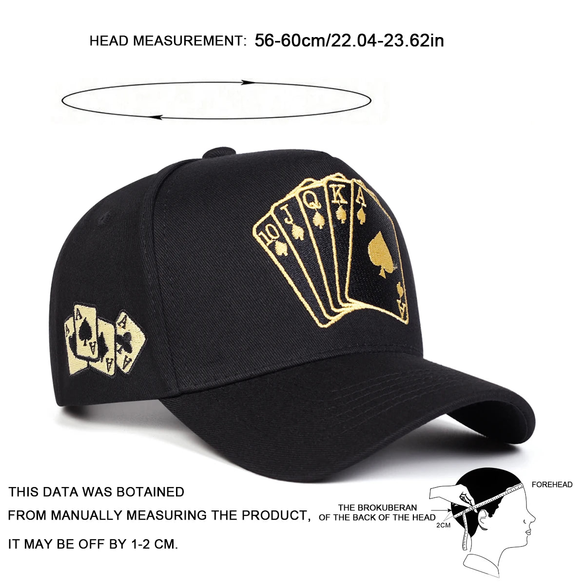 Unisex Poker Embroidery Baseball Caps Spring Autumn Outdoor Adjustable Casual Hats Sunscreen Hat Sports Cap