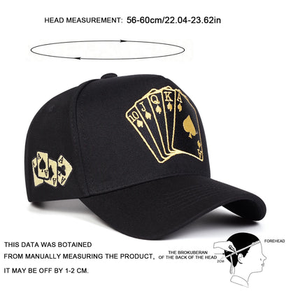 Unisex Poker Embroidery Baseball Caps Spring Autumn Outdoor Adjustable Casual Hats Sunscreen Hat Sports Cap
