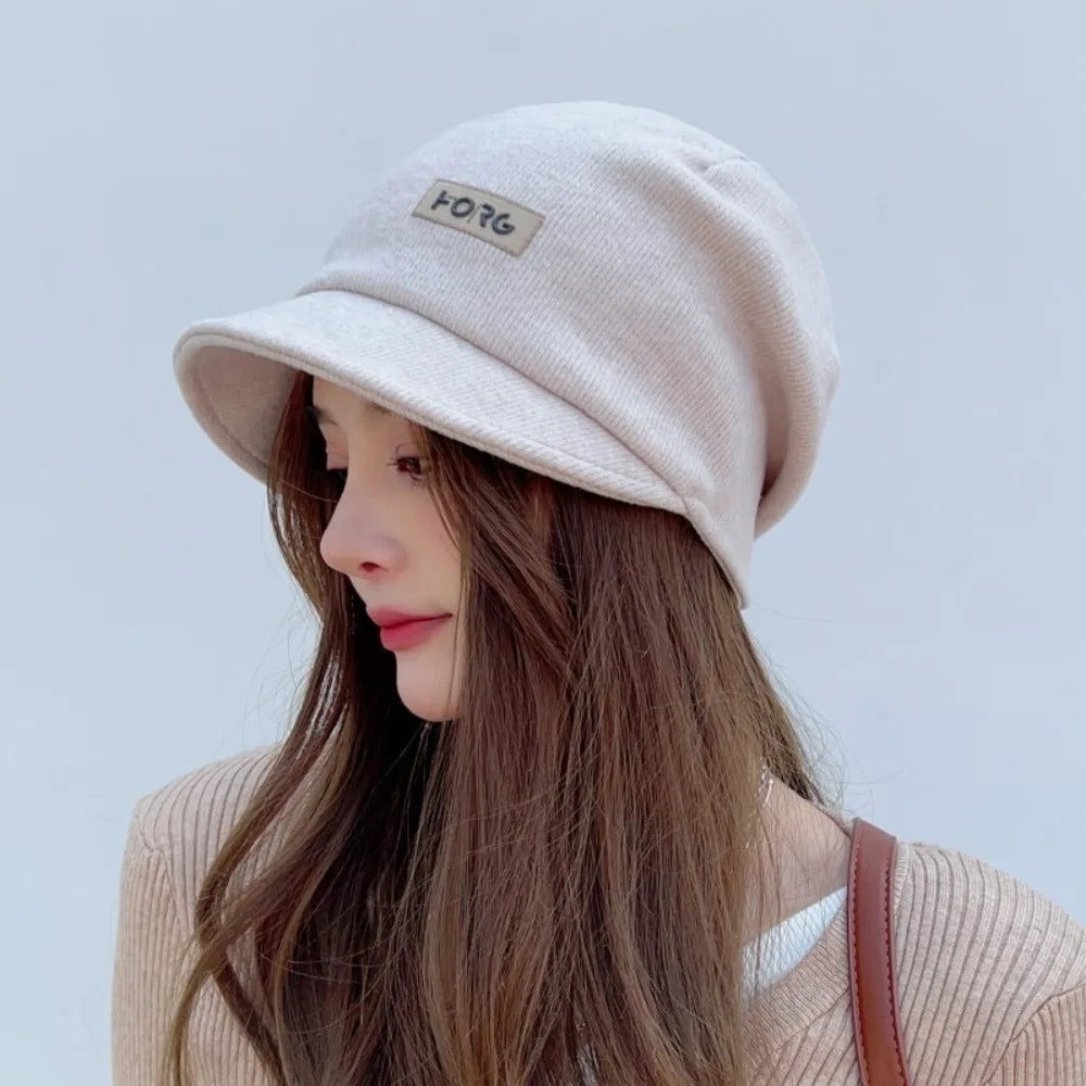 Versatile Soft Knitted Hat Elastic Thickened Peaked Cap