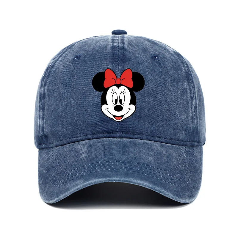 Unisex Vintage Washed Mickey Minnie Print Baseball Cap for Men Women