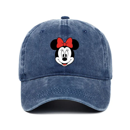 Unisex Vintage Washed Mickey Minnie Print Baseball Cap for Men Women