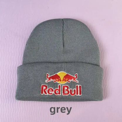 Embroidered Red Bull Knitted hat Beanie Winter Hat Unisex Warm Cap Red Bull