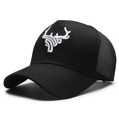 Unisex Animal Antlers Embroidery Baseball Net Caps Spring and Summer