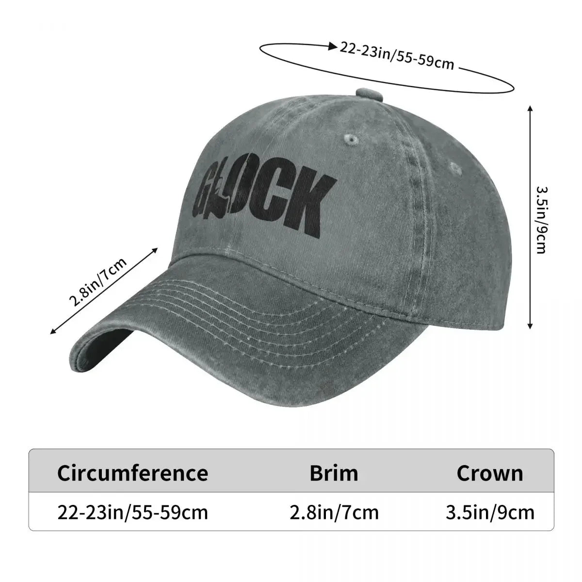 Glock Tactical Shooting Gun Baseball Caps Distressed Denim Snapback Cap