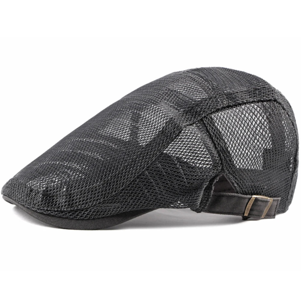 Men Women Breathable Mesh Trucker Cap Solid Plain Ivy Flat Cap Male Female Berets