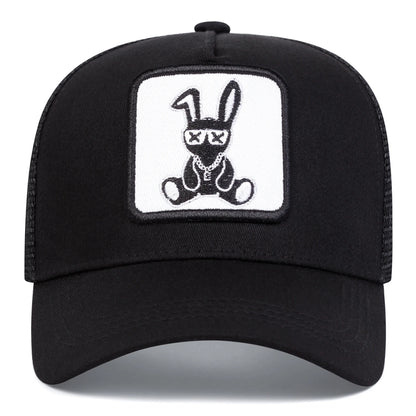 Unisex Cartoon Rabbit Embroidery Baseball Net Caps Spring and Summer