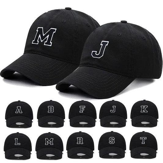 Initial Letter A-Z Embroider Baseball Cap For Men Women High Quality Soft Cotton