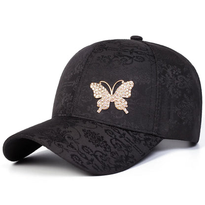Trendy Rhinestone BlingBling Butterfly Print Baseball Cap